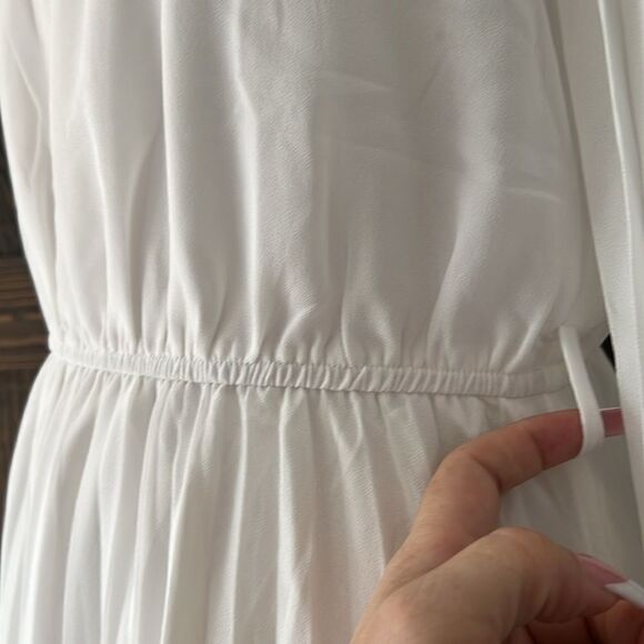 ZESICA Fall Long Sleeve Chiffon Casual Crew Neck Pleated A Line Flowy Midi Dress - Picture 5 of 12